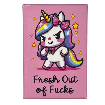 fridge magnet of a cranky unicorn