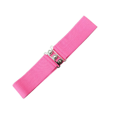 Image of cinch waist belt in hot pink with metal clasp