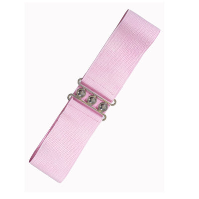 Image of cinch waist belt in hot pink with metal clasp