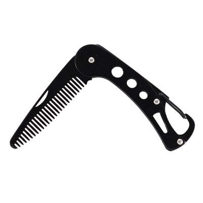 Black stainless steel folding pocket comb