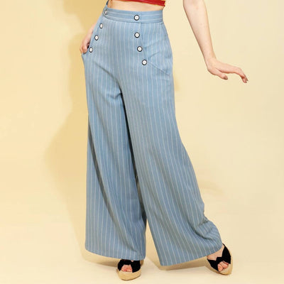 Hell Bunny Caspian Swing Trousers - Blue front