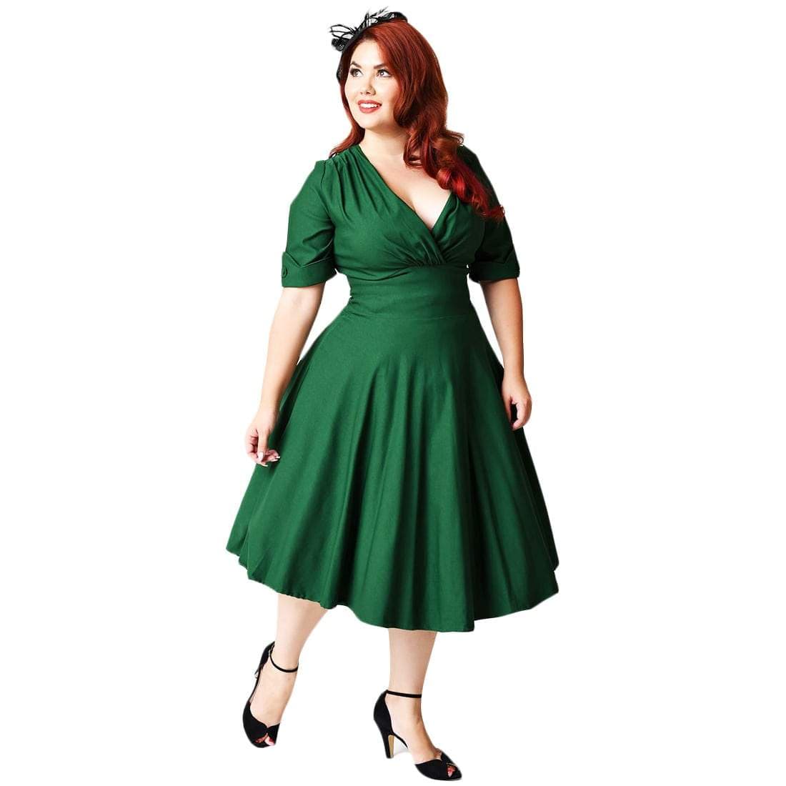 Unique Vintage Delores Dress - Green | Retro Vintage – Atomic Cherry